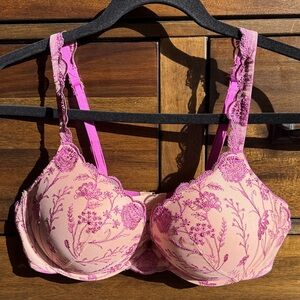 SOMA NWT Wildflower Embroidered Push Up Bra, 38C in prism purple
